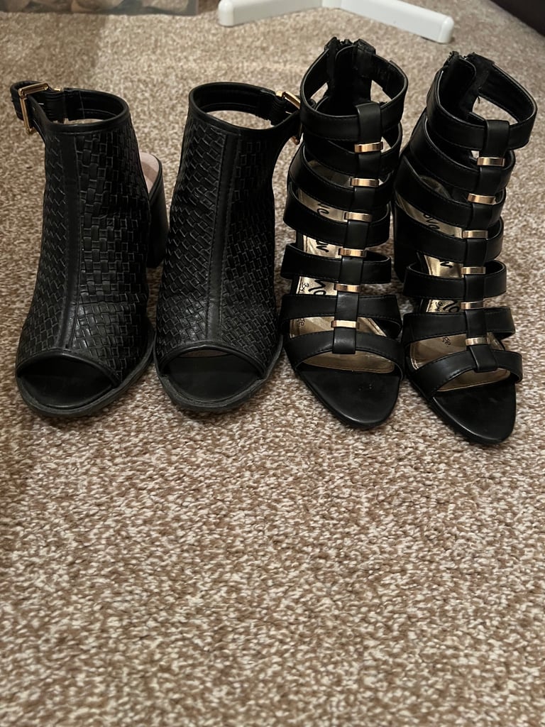 image for Ladies black shoes size 4 for both pairs