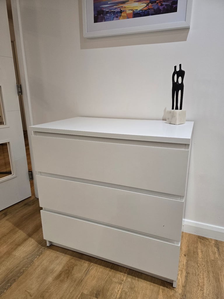 image for Malm White 3 Draw Chest of Drawers