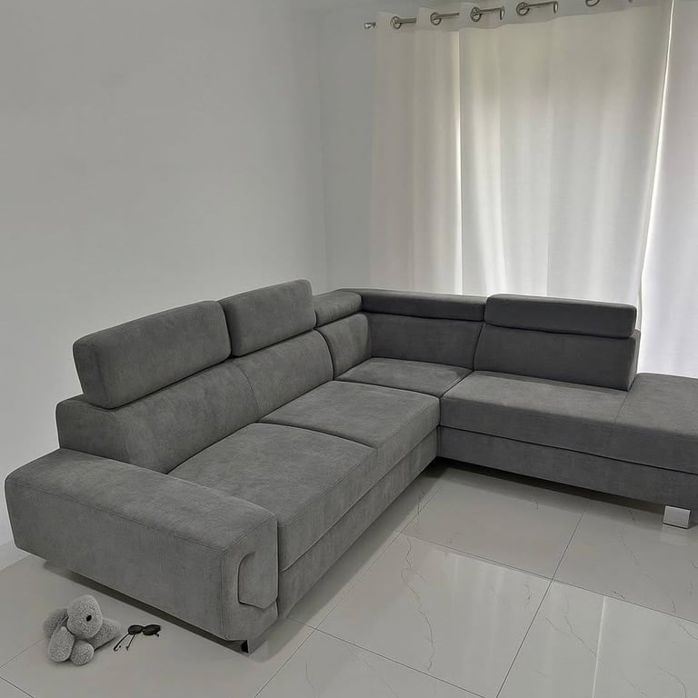 image for Huge Sale !! Arctic ottoman Corner storage Sofa bed - Grey Color 