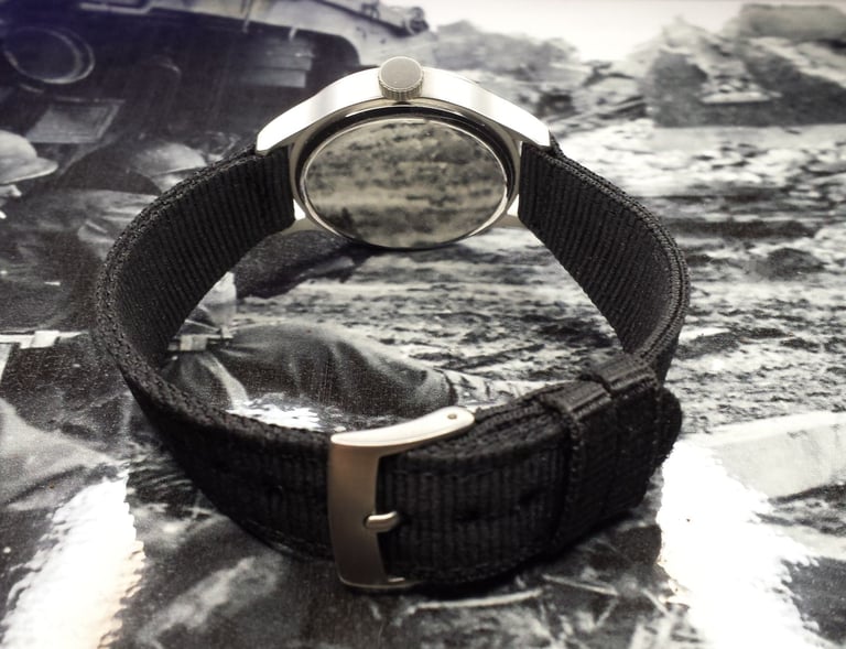 A  'World War 2 - A11' Style Homage Quartz Watch With Sweeping Seconds Hand.