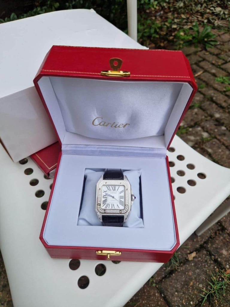 Men cartier watch super lux iced santos