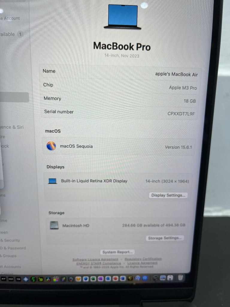 14'' Apple MacBook Pro Core M3 Pro 18GB Ram 512GB SSD Logic Pro 11 Ableton 12 Adobe 2025 OS TAHOE