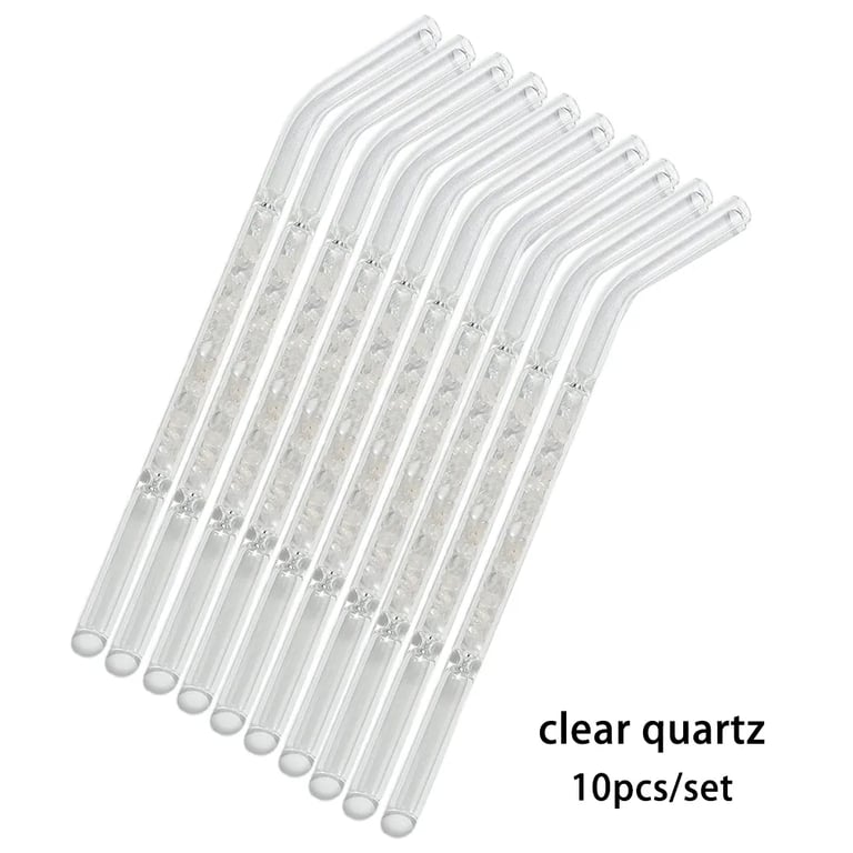 Glass Straws Natural Crystal Stones Luxury 10 Pieces Set