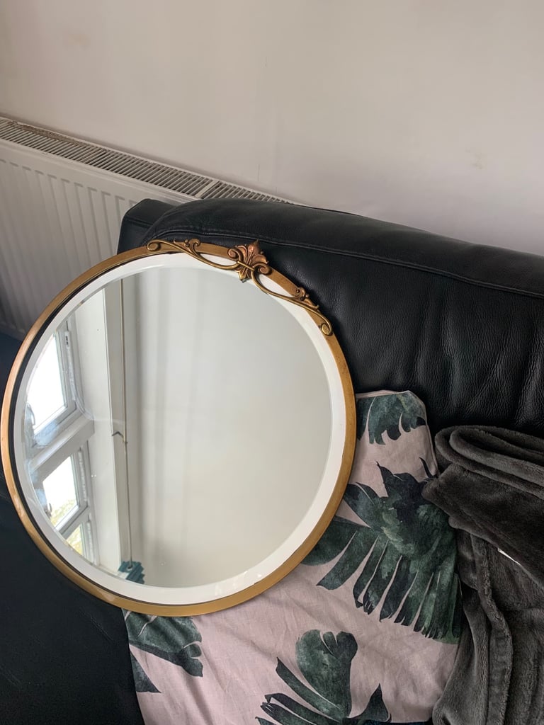 image for Antique French art deco oval mirror 47 cm