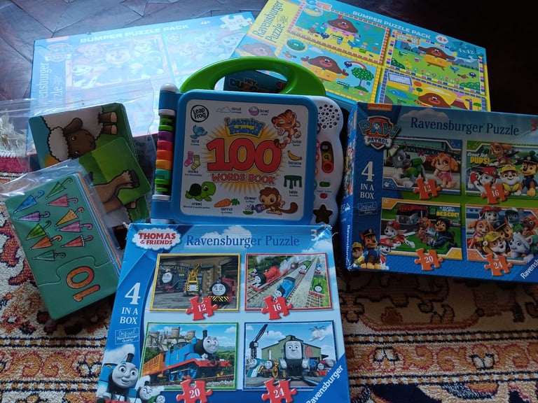 Leap Frog 100 words book and a selection of jigsawsion of 