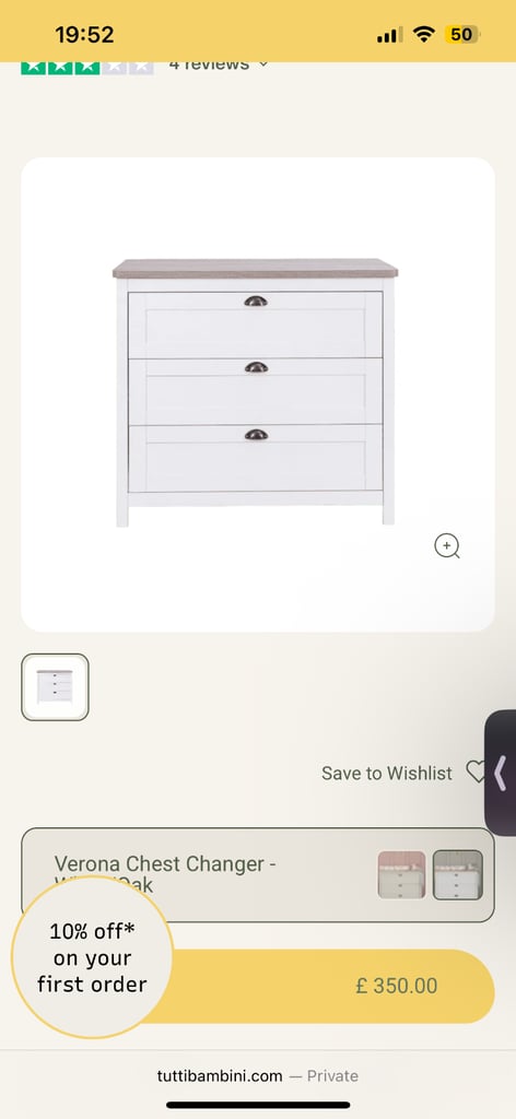 Tutti Bambini Verona Nursery Furniture - Wardrobe and Chest of Drawers