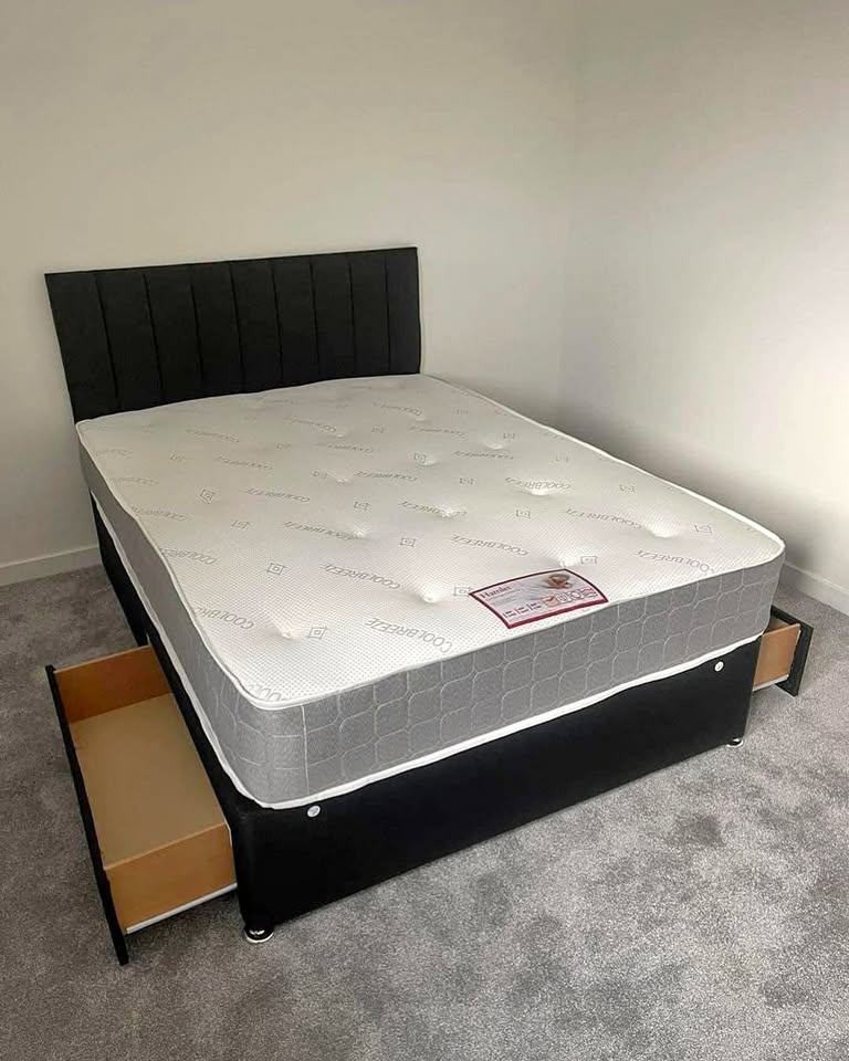 ]] Brand New ( Double 4ft6 / King 5ft ) Divan With Mattress - OPT Drawers - Up To 25% Off - COD ]]