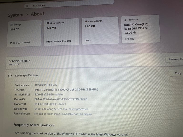 Lenovo ThinkPad T450 14.1" HD Screen i5 8GB RAM 240GB SSD WINDOWS 11