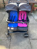 Joie Aire Twin Pink/Blue Double Pushchair /Stroller 