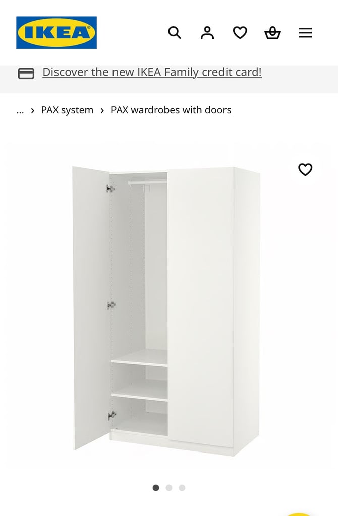 IKEA 1 shelf PAX double wardrobe 