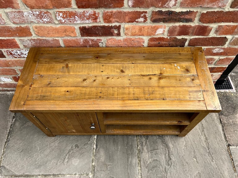 Rustic Solid Pine TV Stand - Good Condition 