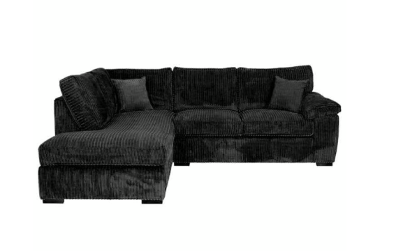 Brand New Sofa Set - Thomes Full Back Jumbo Cord L Shape Corner OR 3+2 Seater Sofa - Black