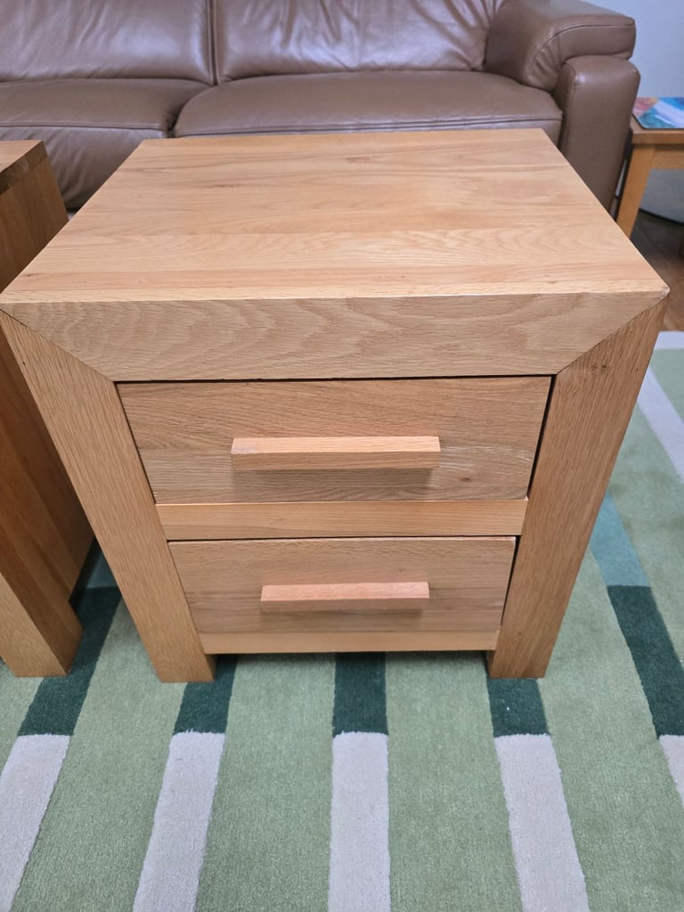 Solid oak bedside table cabinets ex Studio 1