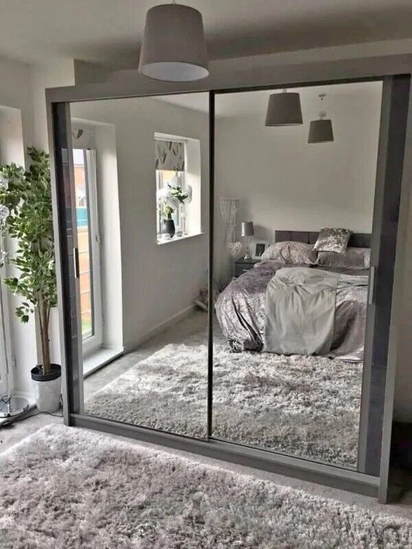 MDF MATERIAL !! 2 DOOR SLIDING WARDROBE WITH FULL LENGTH MIRROR in