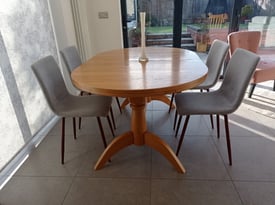 4 x Grey upholstered dining chairs