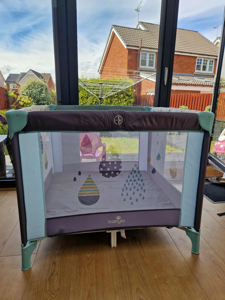 image for Babylo 2-in-1 Playpen & Travel Cot with Padded Base and Carry Bag