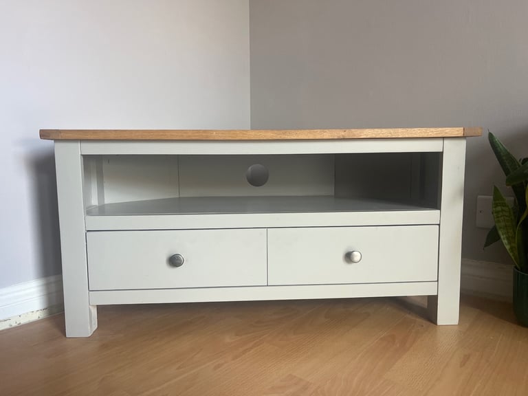 Corner TV Unit for TVs up to 44” (oak/pine & grey)