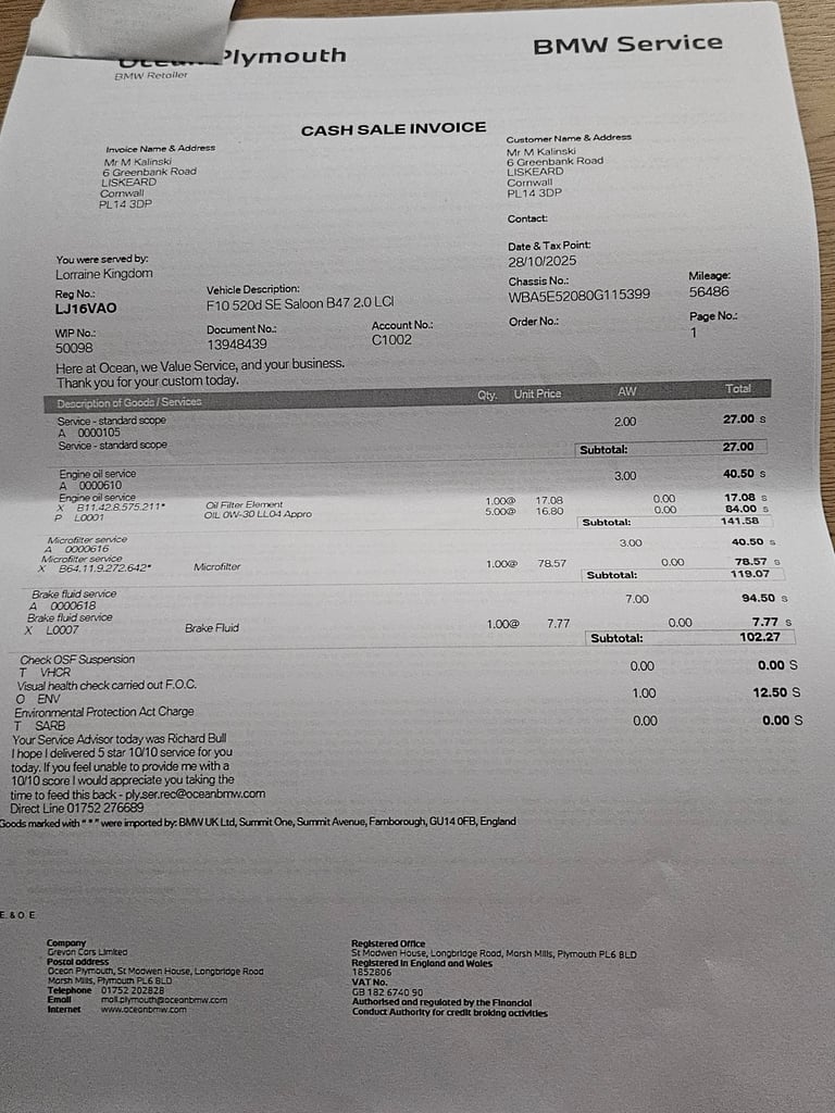 BMW, 5 SERIES, Saloon, 2016, Manual, 1995 (cc), 4 doors