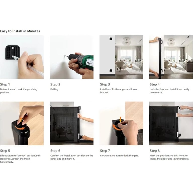 Retractable Pet Dog Gate Safety Guard Folding Baby Toddler Stair Gates Isolation