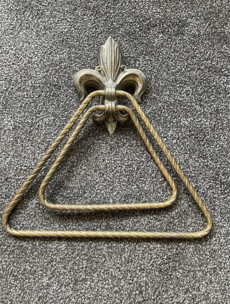 image for Vintage Antique Gold Towel Holder Ring / hook / rail