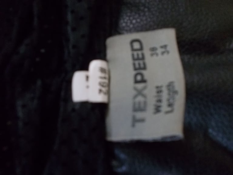 Texpeed Motorcycle Trousers Mens Size W38 L34 Black Leather