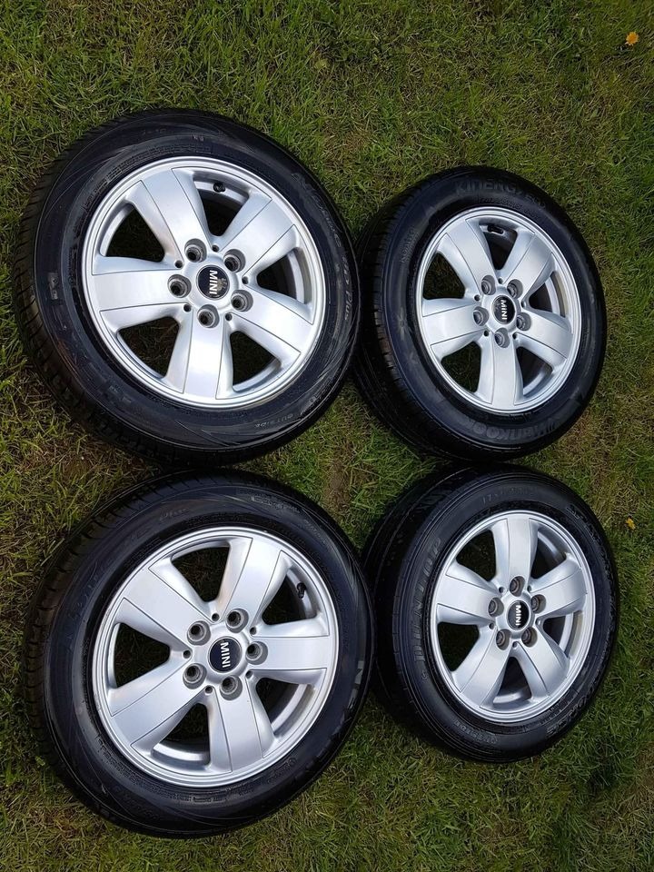 15 inch MINI ALLOY WHEELS 5x112 to MINI ONE HATCH CABRIO COOPER CONVERTIBLE HARDTOP NEARLY NEW TYRES