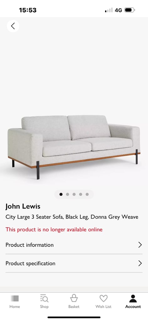 John Lewis sofa as new