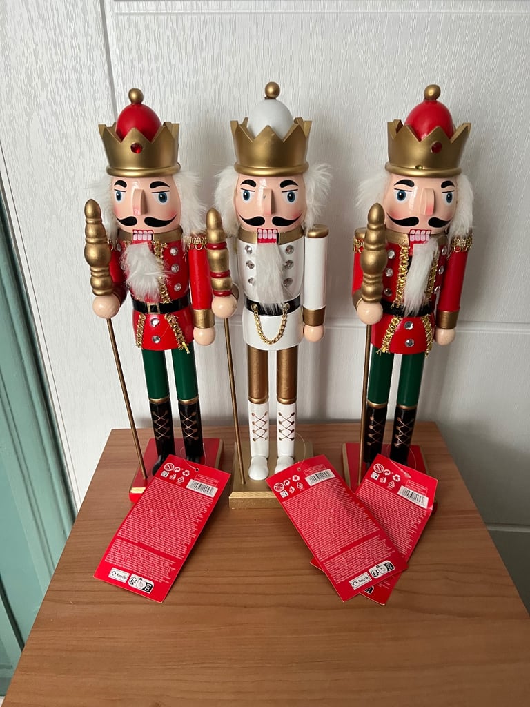 3 wooden Nutcracker Christmas Ornaments NEW 