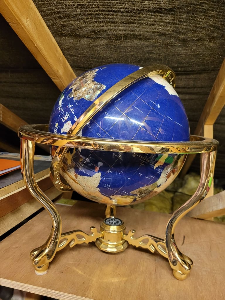 Large gemstone globe of the world