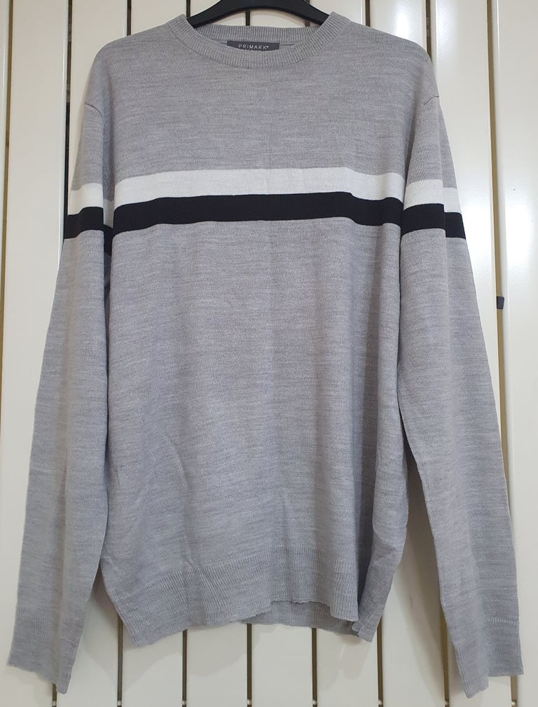 image for PRIMARK Mens Grey Long Sleeve Top Jumper Sweater Size Medium