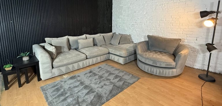 Barker & Stonehouse Corner Sofa + Matching Swivel Chair FREE SAME/NEXT DAY DELIVERY