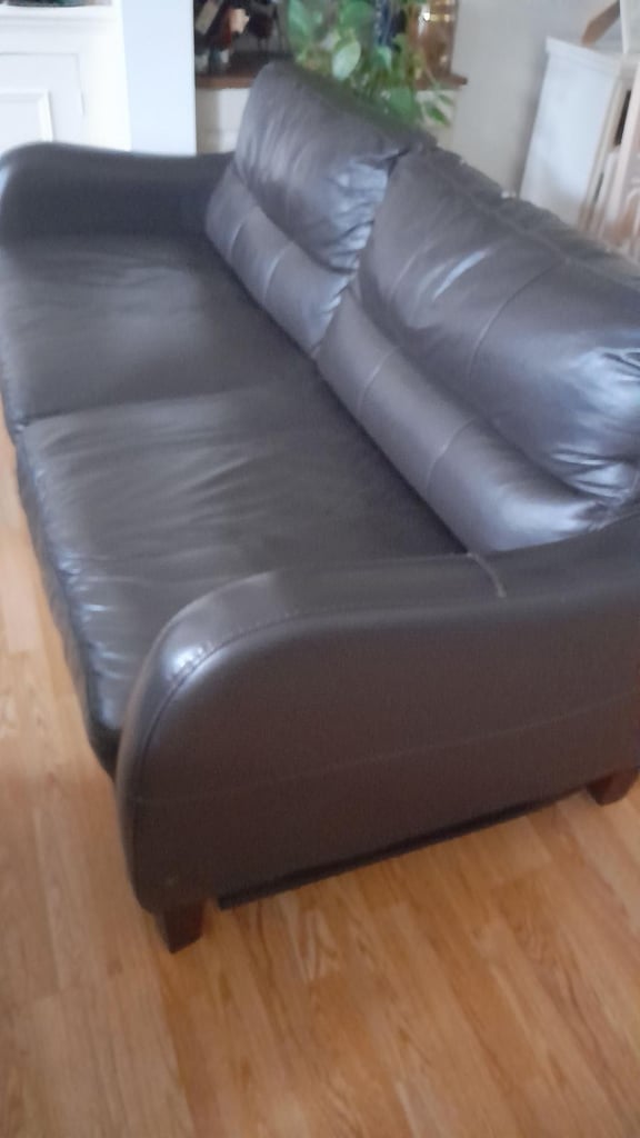 image for Brown leather sofa