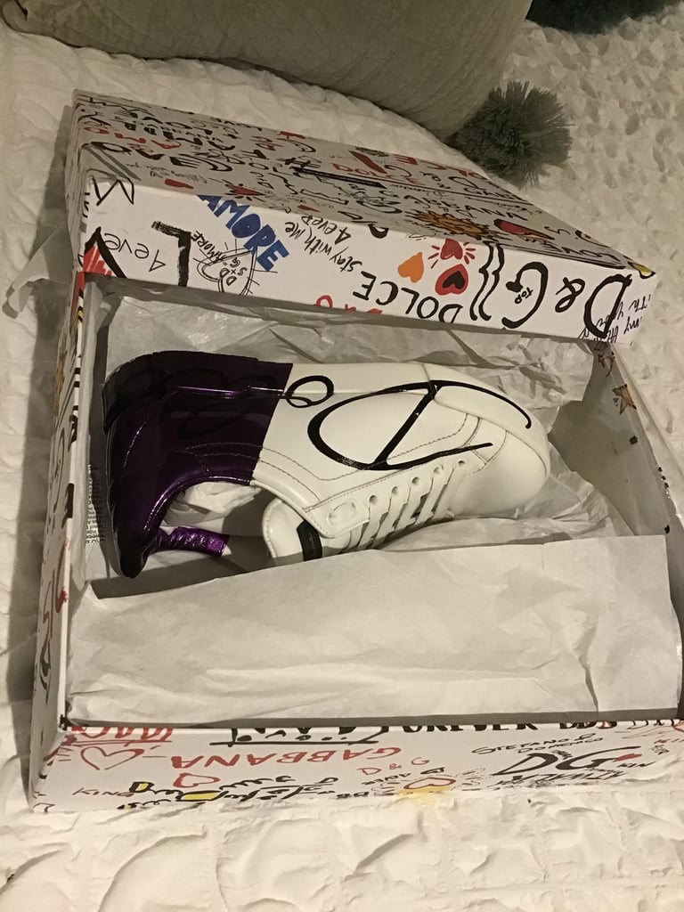 Dolce & Cabanna Woman's White & Purple Training Shoes - Size 4