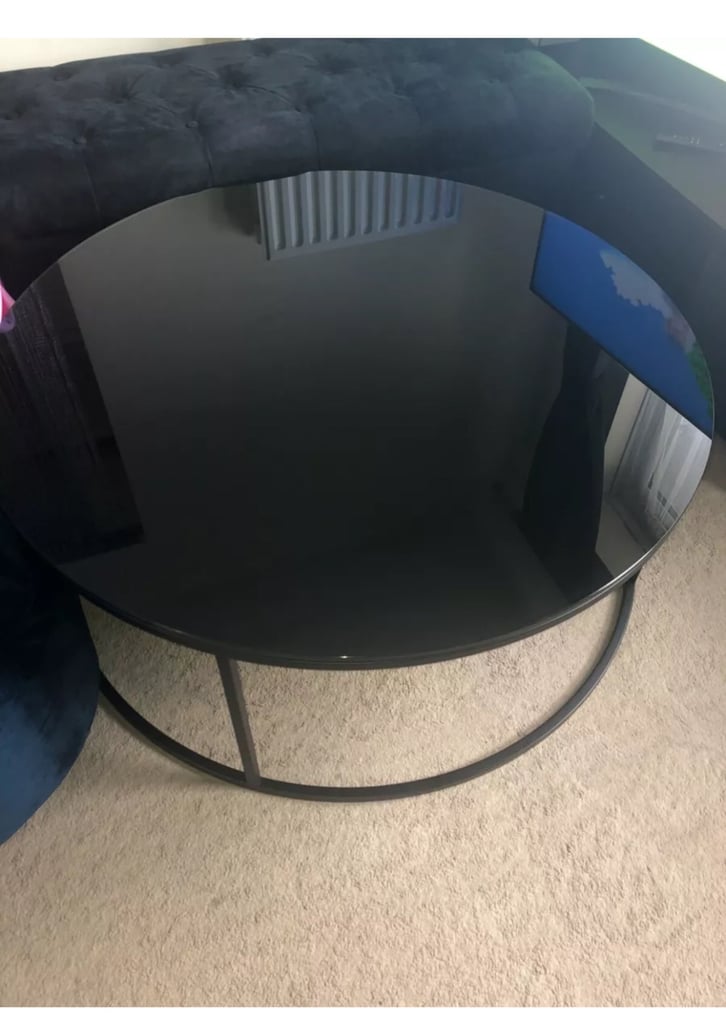 image for BLACK ROUND GLASS COFFEE TABLE