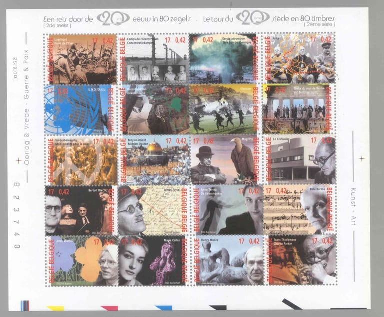 Belgium 2000 - The 20th Century - 2nd issue Sheet MNH - War, Peace and Art