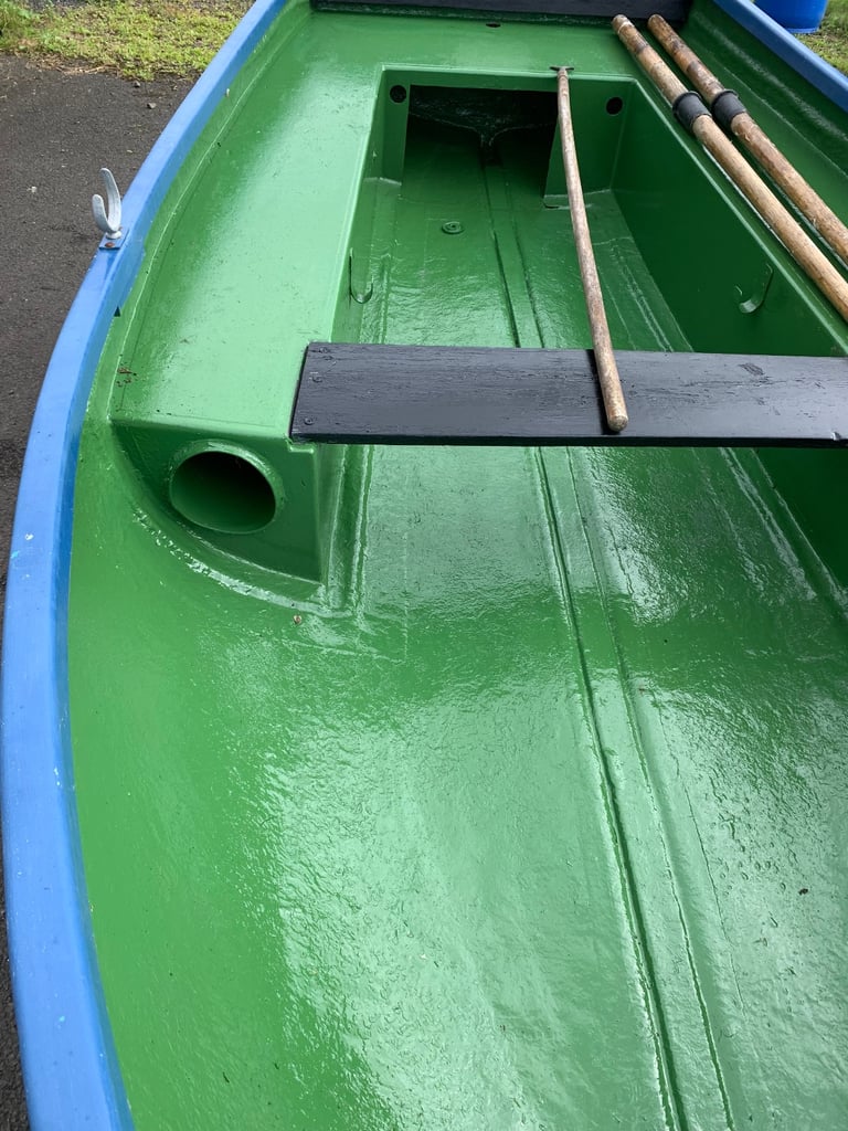 12 ft fibreglass boat and galvanised trailer 