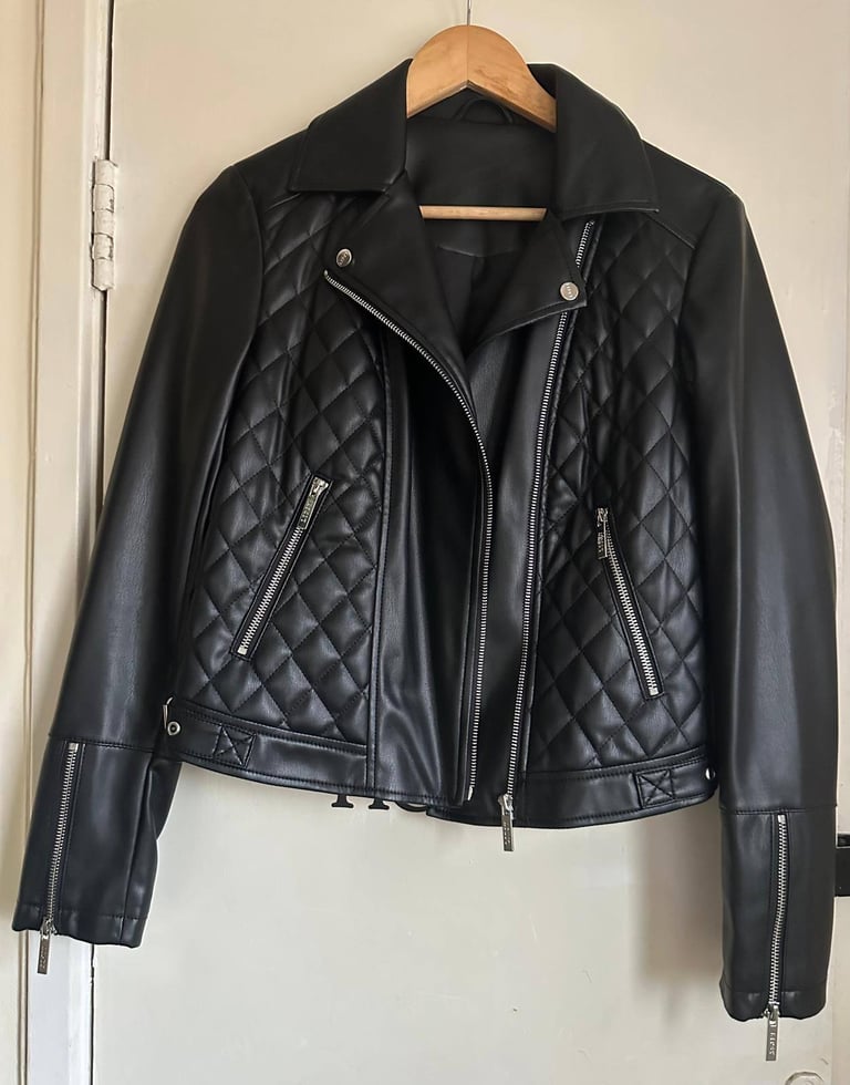 New Lipsy Women's Black Faux Leather Jacket - size 8