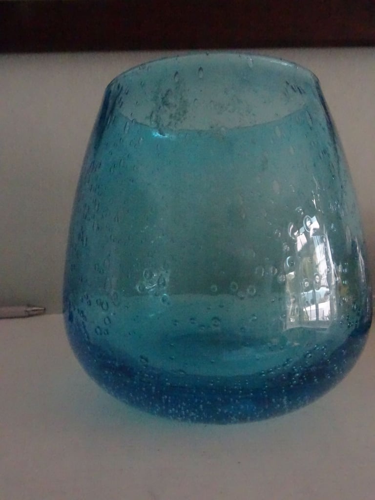 Handblown LSA Turquoise Glass Vase - made in Poland 12 cm -Unused