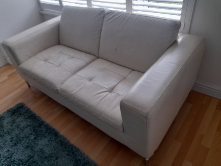Cream leather sofa fair condition