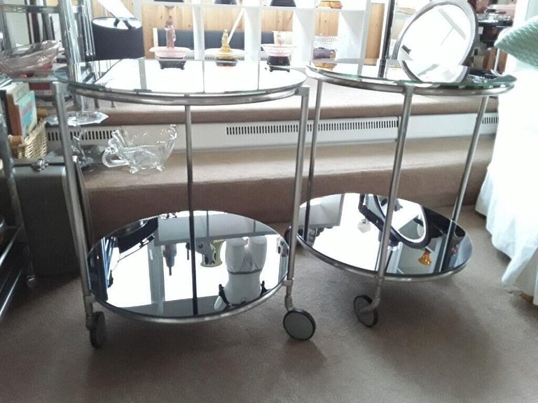 Ikea Glass/Metal Trolleys Pair