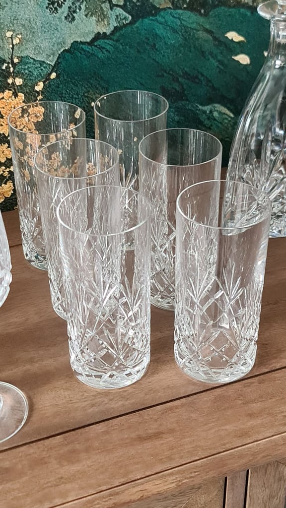 LEAD CRYSTAL GLASSES AND DECANTER 