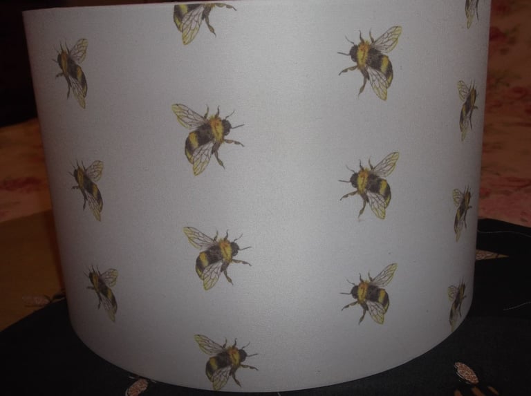 Large Drum Shaped Lampshade with Lovely Bees Design.