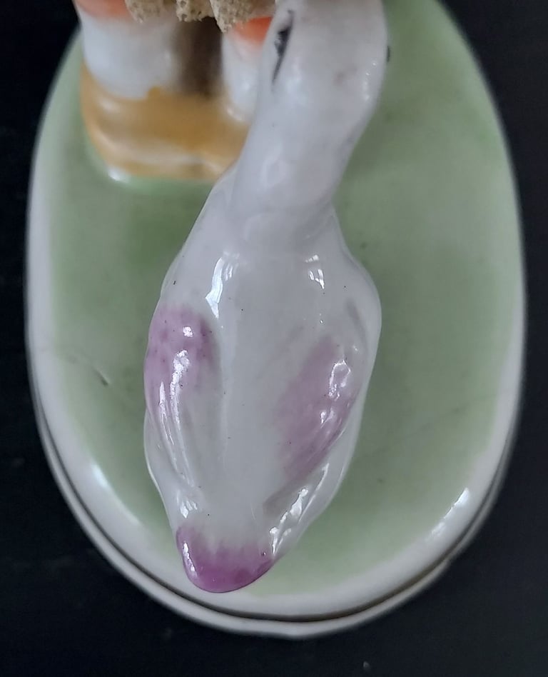 Vintage Ceramic Girl with Duck Figurine 13 cm Tall