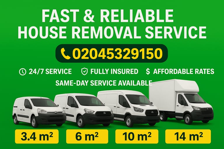 24/7 Local Nationwide Removals Transportations Man & Van 7.5 Tonne Trucks, House/Office Flat Move
