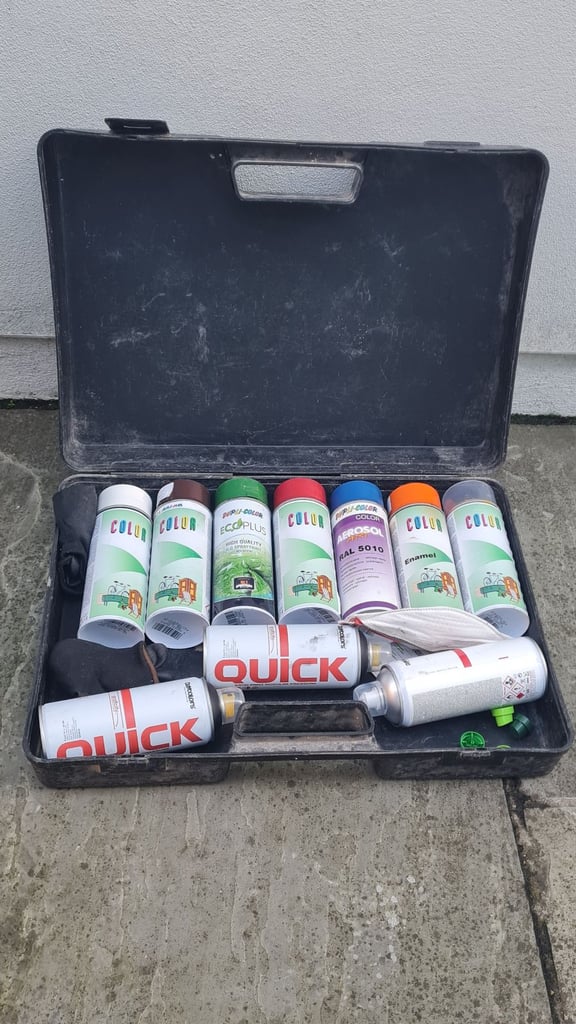Spray paints and box