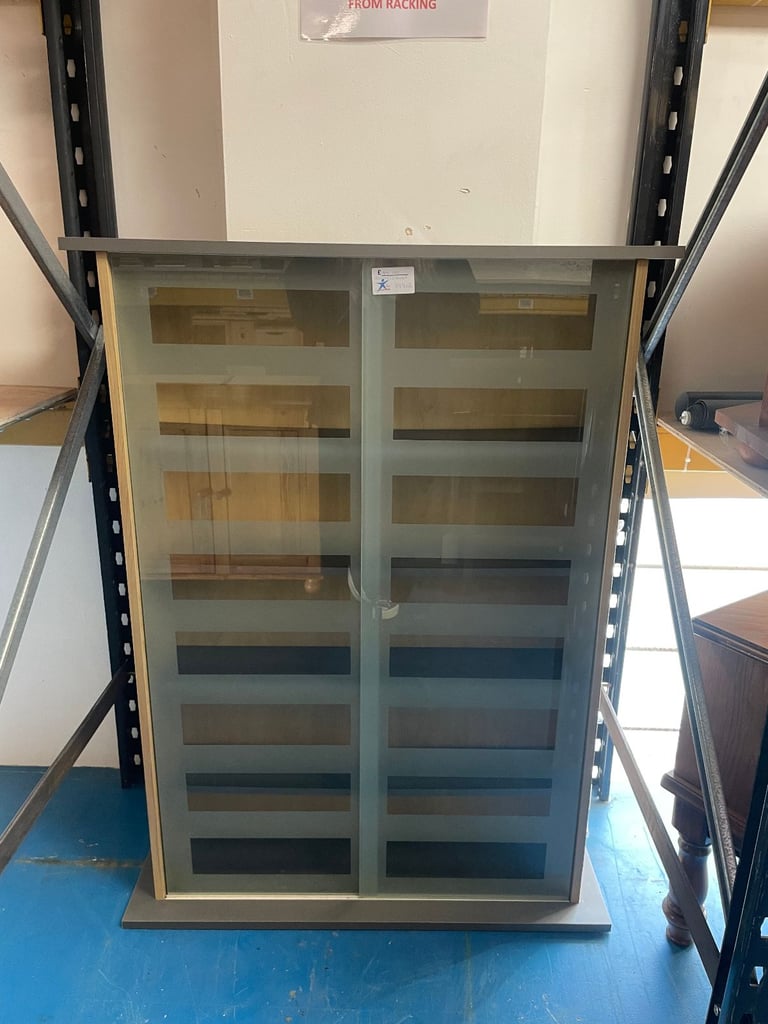 image for Small (124cm height) Glass Sliding Doors Display Cabinet TCL Reuse 99912