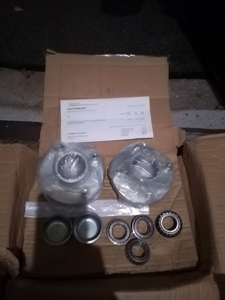 image for 4inch pcd trailer hubs caps and bearings 