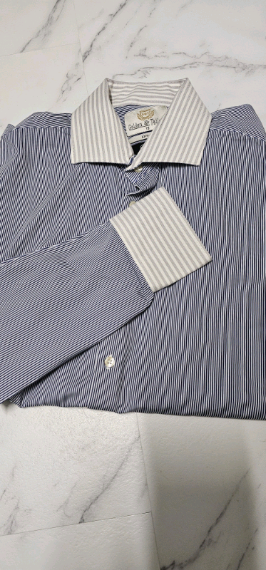 Golden &Tailors Slim Fit Comfort Strech Blue stripe shirt 