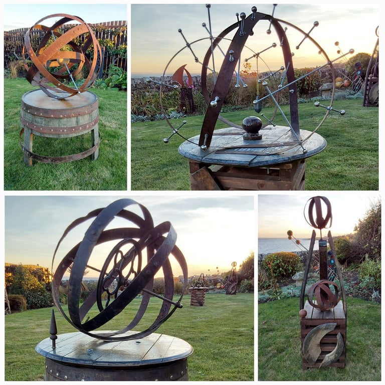Garden art from whisky barrel materials 