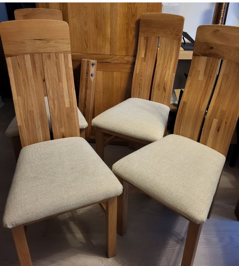 Solid oak round back chairs 